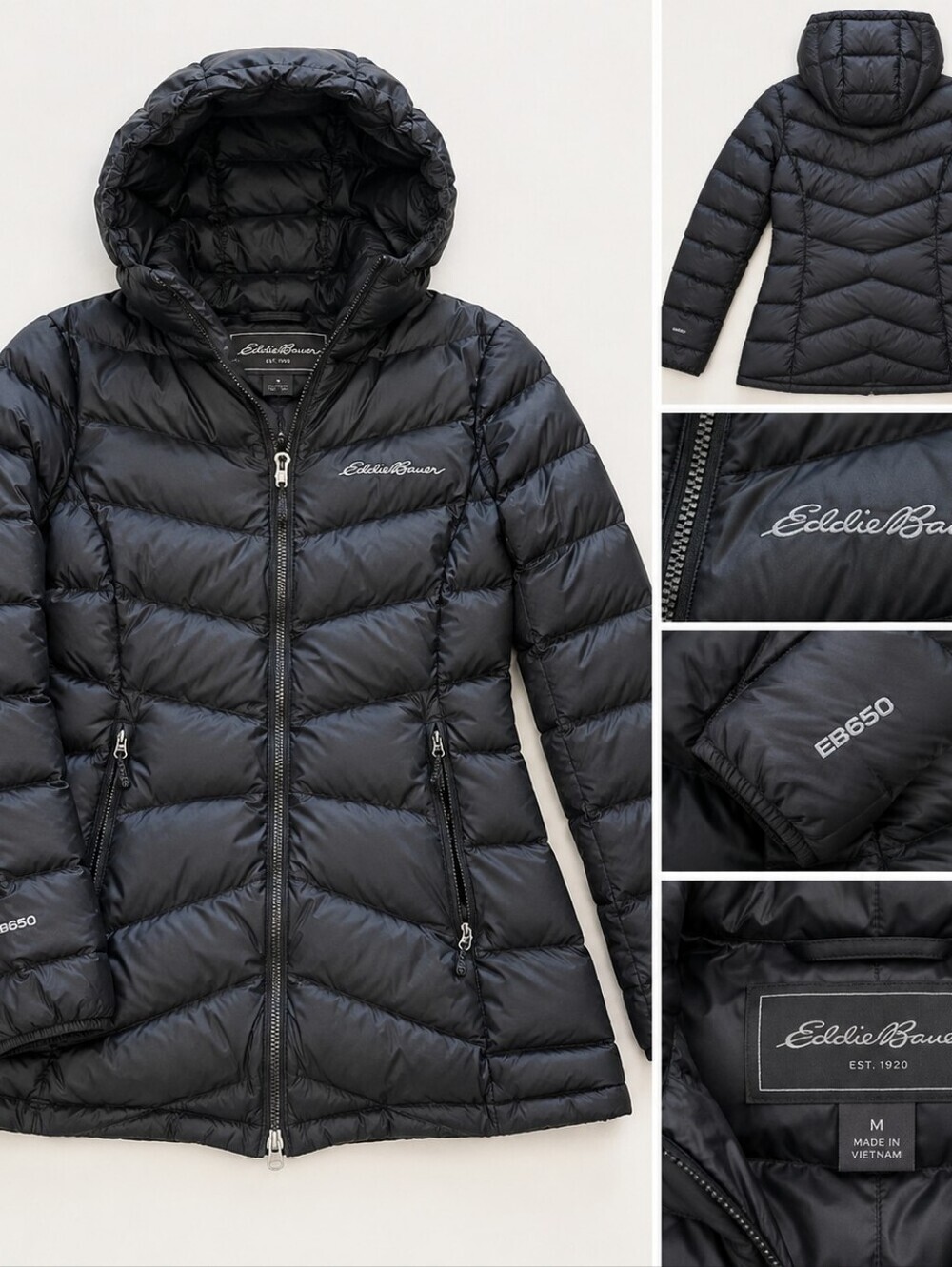 Eddie Bauer Black Hooded Down Puffer Jacket